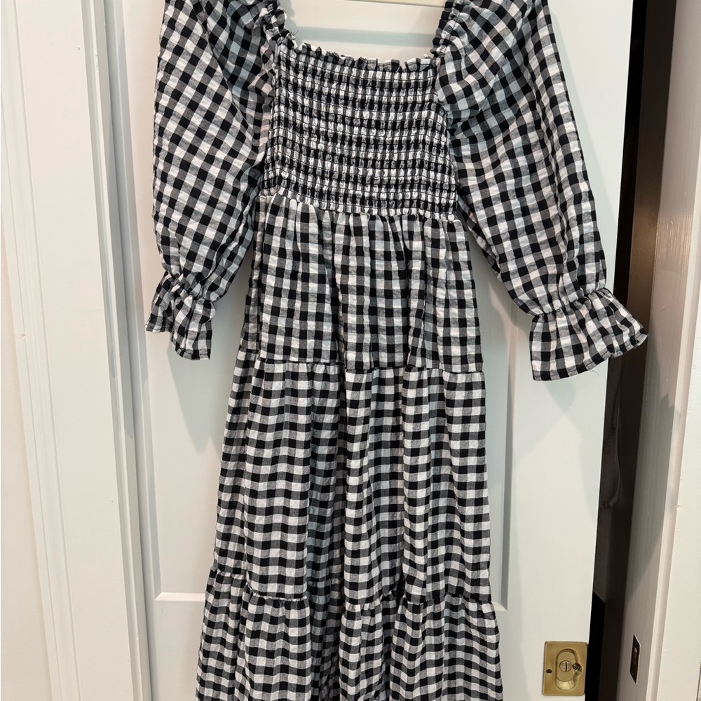 Charming Black and White Gingham Dress